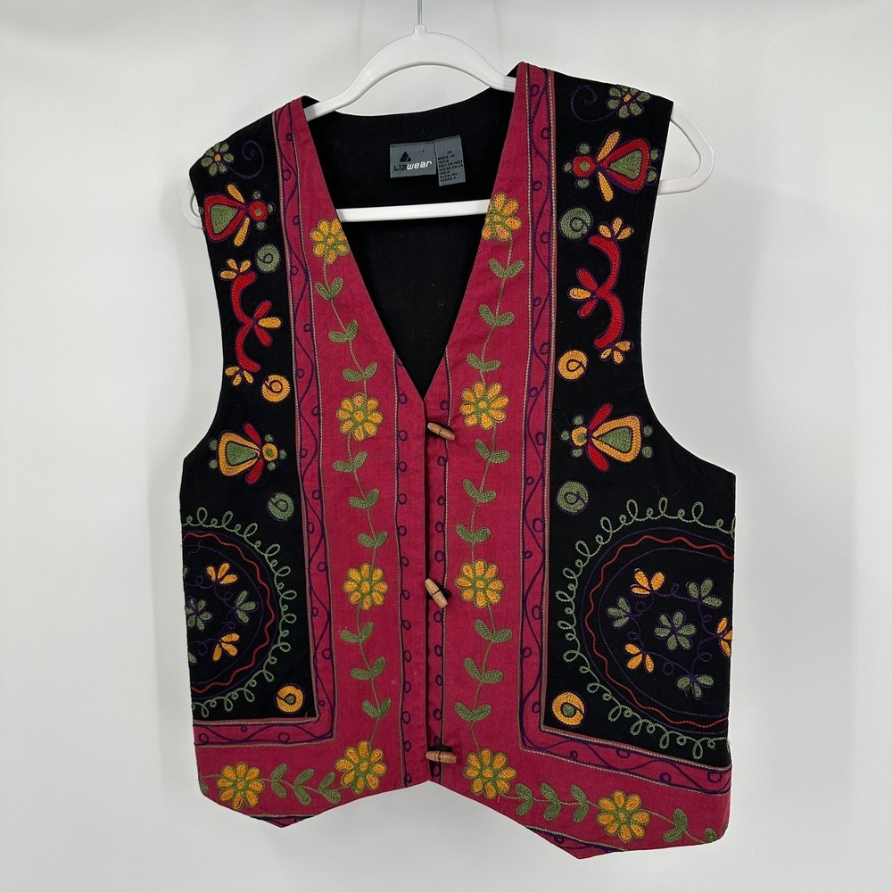 Womens Boho Artisan Tapestry Vest Size M Folk Festival Hippie Eclectic Indie